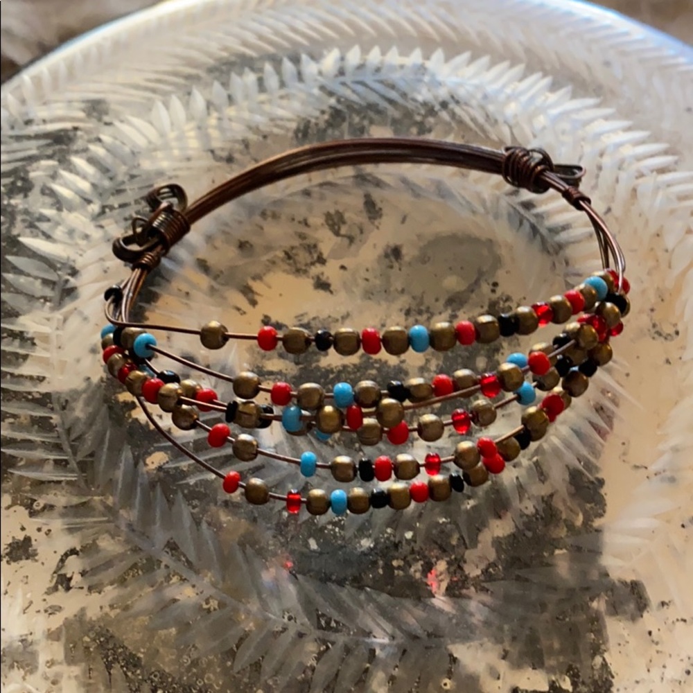 Copper wire beaded bracelet